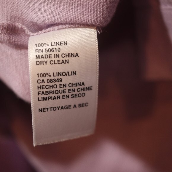 Anne Klein Lavender Button Down Pleated Long Sleeve Feminine Top 100% Linen 10 - Picture 13 of 13